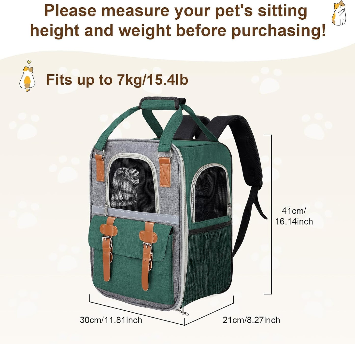 ‌ Cat Carrier Backpack, Airline Approved Mesh Dog Backpack with Breathable, Hiking, Travel, Camping, Pet Carriers Backpack for Large Cats and Small Dogs - Holds Pets up to 15 Lbs (Yellow)