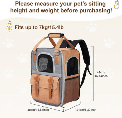 ‌ Cat Carrier Backpack, Airline Approved Mesh Dog Backpack with Breathable, Hiking, Travel, Camping, Pet Carriers Backpack for Large Cats and Small Dogs - Holds Pets up to 15 Lbs (Yellow)