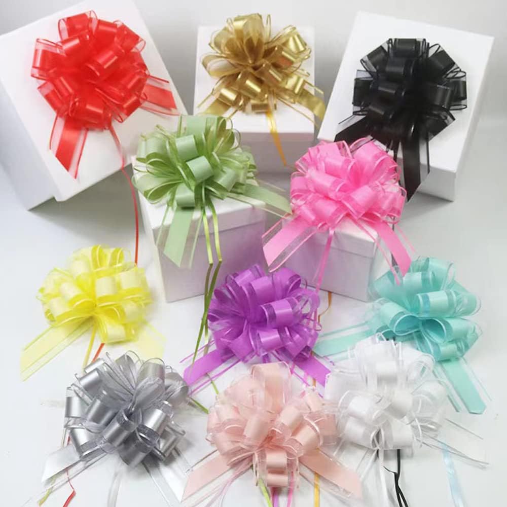 6 PCS Large Pull Bows,Yellow Gift Bow,6 inches,Christmas, Party Birthday Gift Wedding Ribbon Bows for Wrapping Boxes or Flower Decorations, Valentine's Day Gift Decorations(Yellow)