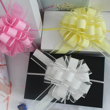 6 PCS Large Pull Bows,Yellow Gift Bow,6 inches,Christmas, Party Birthday Gift Wedding Ribbon Bows for Wrapping Boxes or Flower Decorations, Valentine's Day Gift Decorations(Yellow)