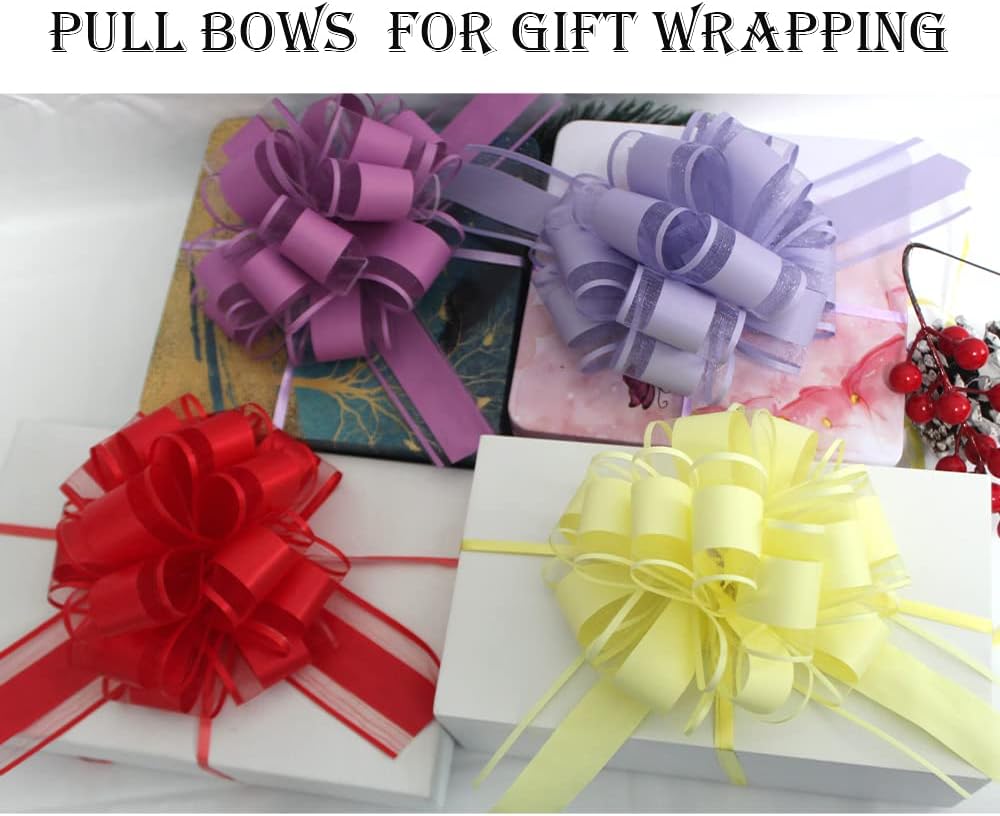 6 PCS Large Pull Bows,Yellow Gift Bow,6 inches,Christmas, Party Birthday Gift Wedding Ribbon Bows for Wrapping Boxes or Flower Decorations, Valentine's Day Gift Decorations(Yellow)