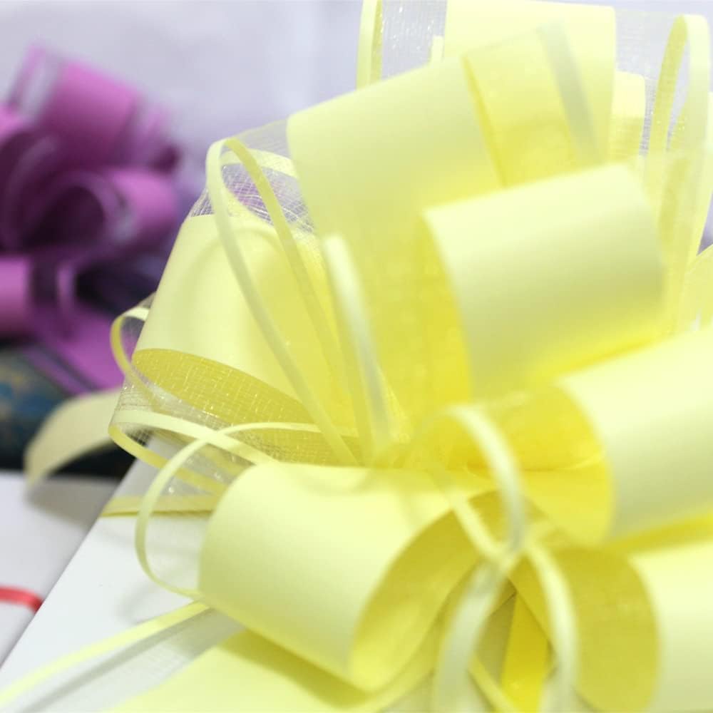 6 PCS Large Pull Bows,Yellow Gift Bow,6 inches,Christmas, Party Birthday Gift Wedding Ribbon Bows for Wrapping Boxes or Flower Decorations, Valentine's Day Gift Decorations(Yellow)