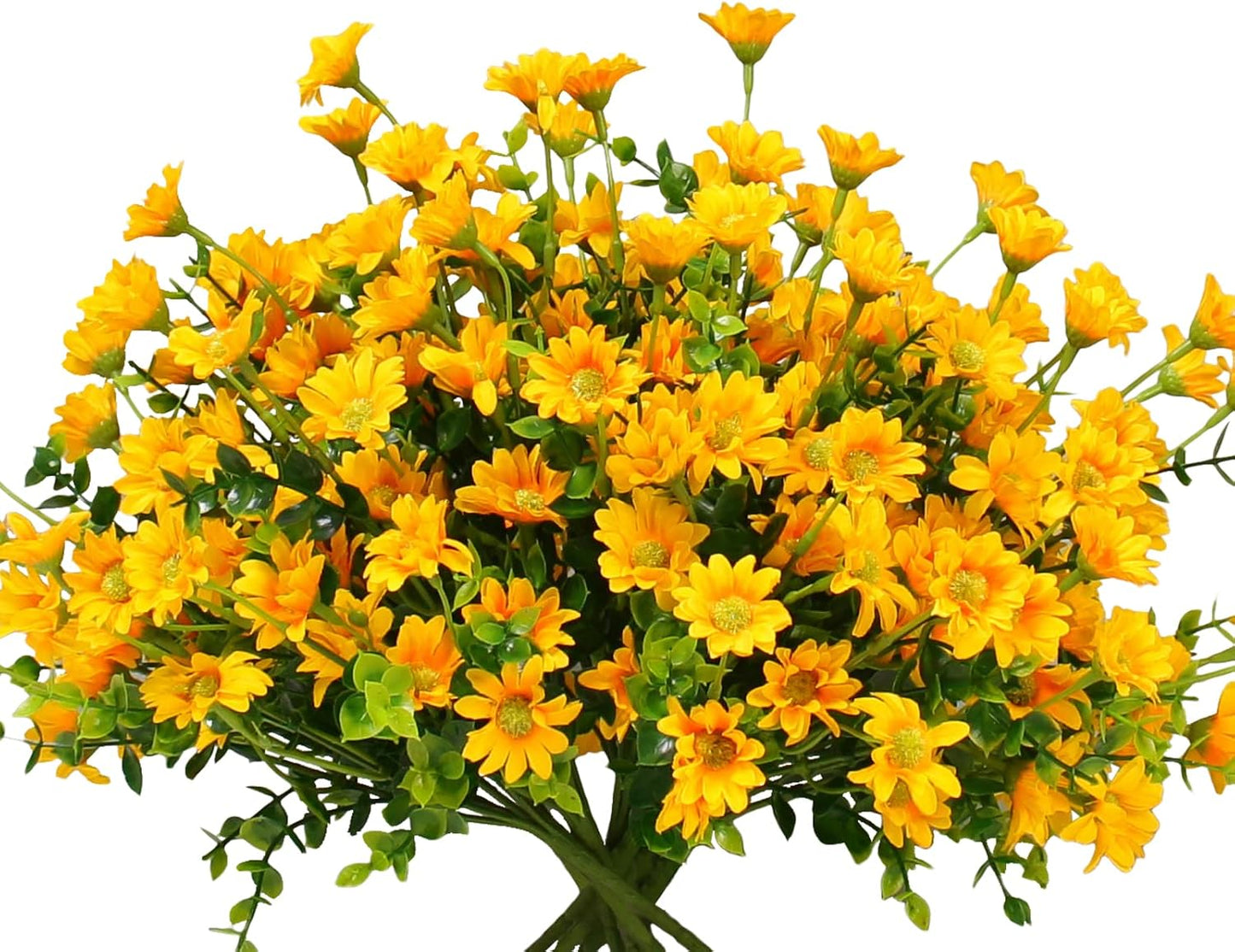 Fake Flowers Yellow Flowers for Spring Summer Decor - 8 Bundles Outdoor Christmas Flowers UV Resistant Artificial Flower for Home Garden Window Decor