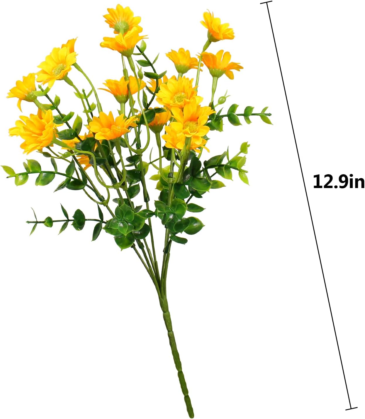 Fake Flowers Yellow Flowers for Spring Summer Decor - 8 Bundles Outdoor Christmas Flowers UV Resistant Artificial Flower for Home Garden Window Decor
