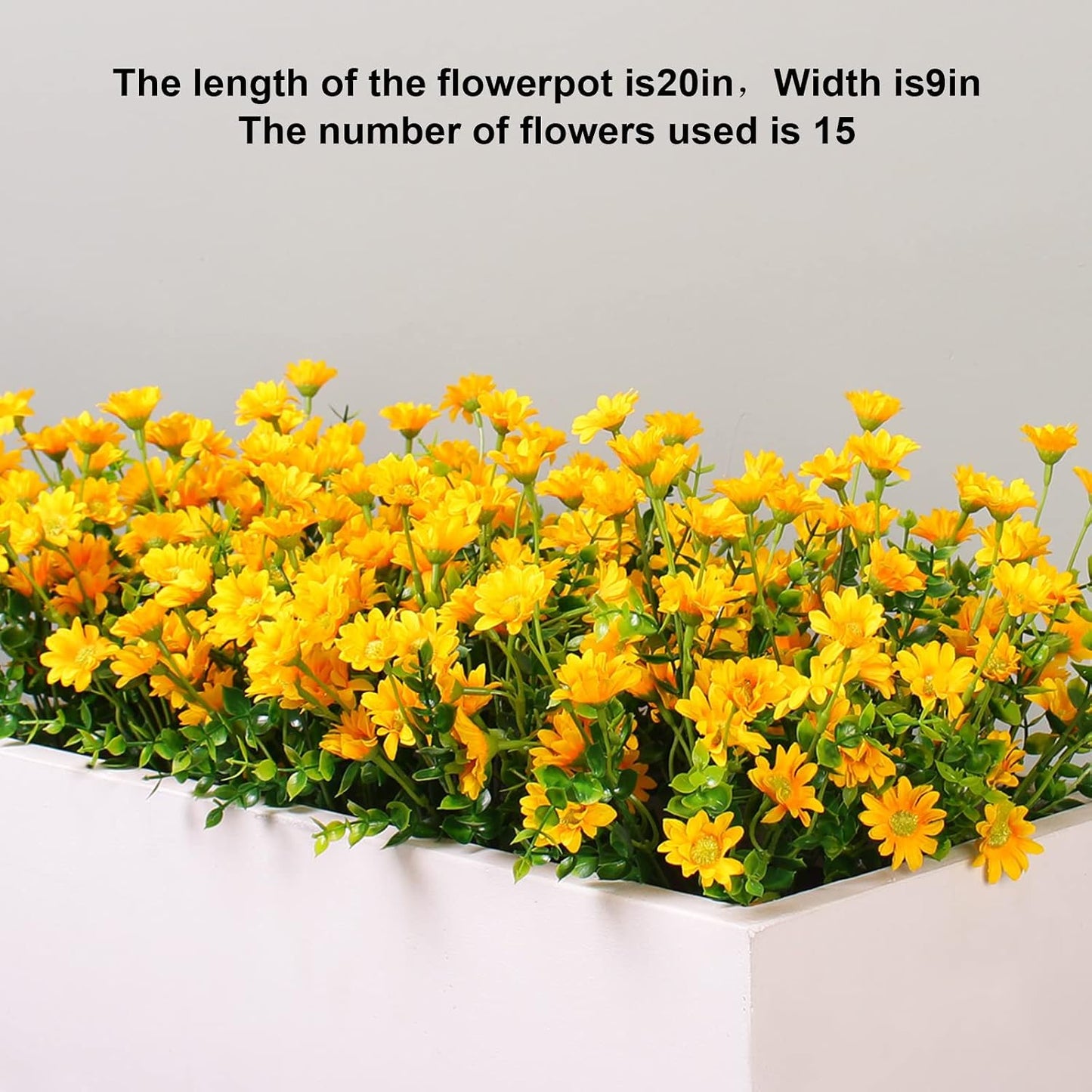 Fake Flowers Yellow Flowers for Spring Summer Decor - 8 Bundles Outdoor Christmas Flowers UV Resistant Artificial Flower for Home Garden Window Decor