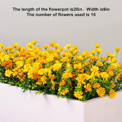 Fake Flowers Yellow Flowers for Spring Summer Decor - 8 Bundles Outdoor Christmas Flowers UV Resistant Artificial Flower for Home Garden Window Decor