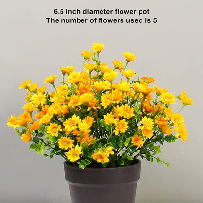 Fake Flowers Yellow Flowers for Spring Summer Decor - 8 Bundles Outdoor Christmas Flowers UV Resistant Artificial Flower for Home Garden Window Decor