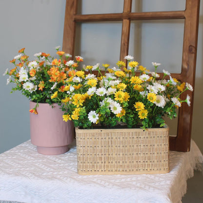 Fake Flowers Yellow Flowers for Spring Summer Decor - 8 Bundles Outdoor Christmas Flowers UV Resistant Artificial Flower for Home Garden Window Decor