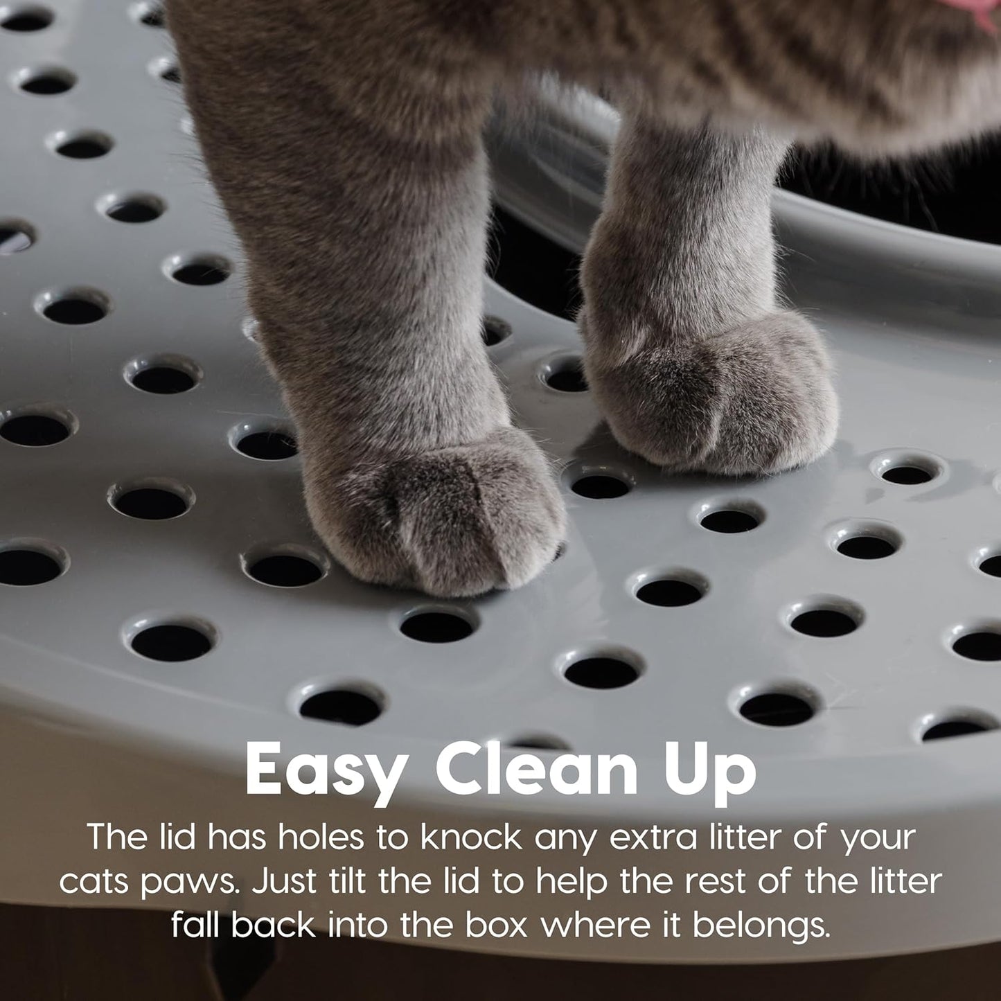 Large Top Entry Cat Litter Box, Hooded Privacy, Black/Gray | Multi-Cat Households, Protected Interior, Enclosed Top Access, Dog Proof Pan, Reduced Tracking, Odor Trapping
