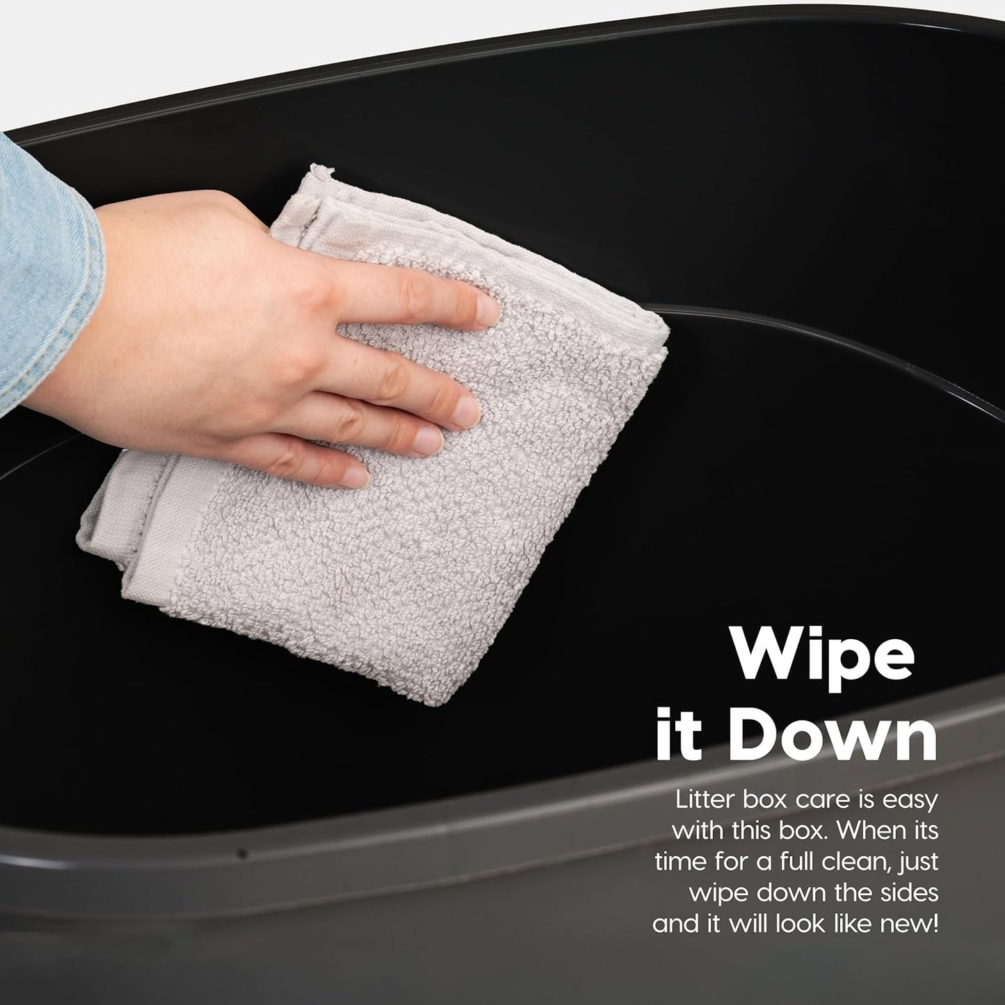 Large Top Entry Cat Litter Box, Hooded Privacy, Black/Gray | Multi-Cat Households, Protected Interior, Enclosed Top Access, Dog Proof Pan, Reduced Tracking, Odor Trapping