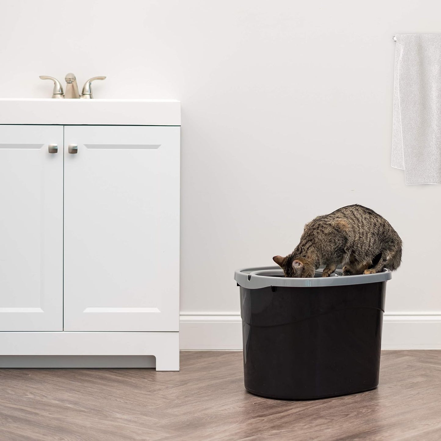 Large Top Entry Cat Litter Box, Hooded Privacy, Black/Gray | Multi-Cat Households, Protected Interior, Enclosed Top Access, Dog Proof Pan, Reduced Tracking, Odor Trapping