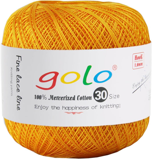 Crochet Thread Size 30 Colored Yarn for Sewing Yellow Yarn 160