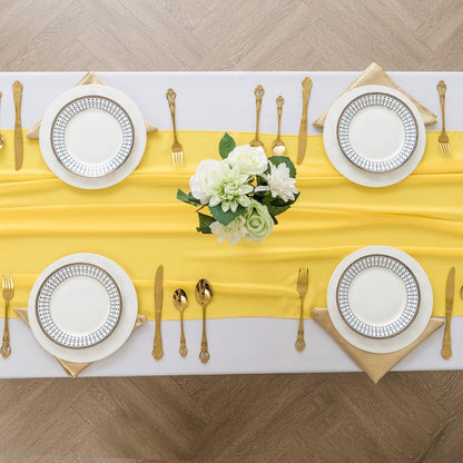 6Pack 9ft Chiffon Table Runner 14x108 Inch Sheer Romantic Table Runner for Wedding Birthday Party Bridal Shower Outdoor Decoration -Yellow