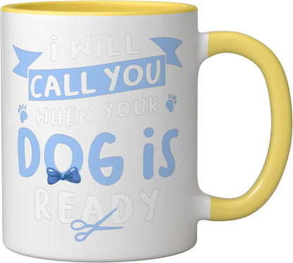 Funny Dog Groomer Pet Grooming Animal Canine Care Puppy Ceramic Mug, Yellow/White