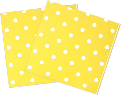 Youmewell Disposable Paper Party Napkins Yellow Polka Dot 60 Count