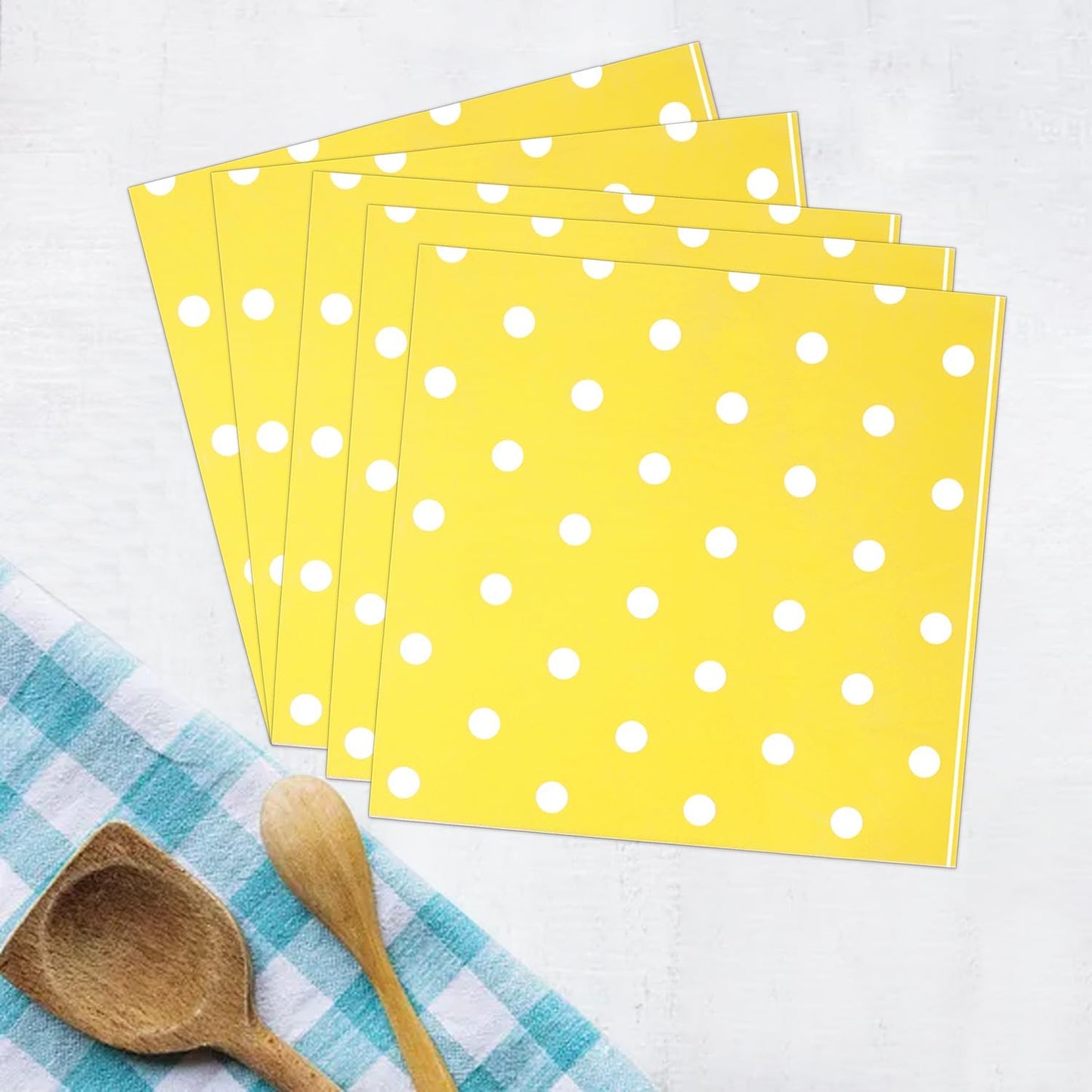 Youmewell Disposable Paper Party Napkins Yellow Polka Dot 60 Count