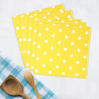 Youmewell Disposable Paper Party Napkins Yellow Polka Dot 60 Count