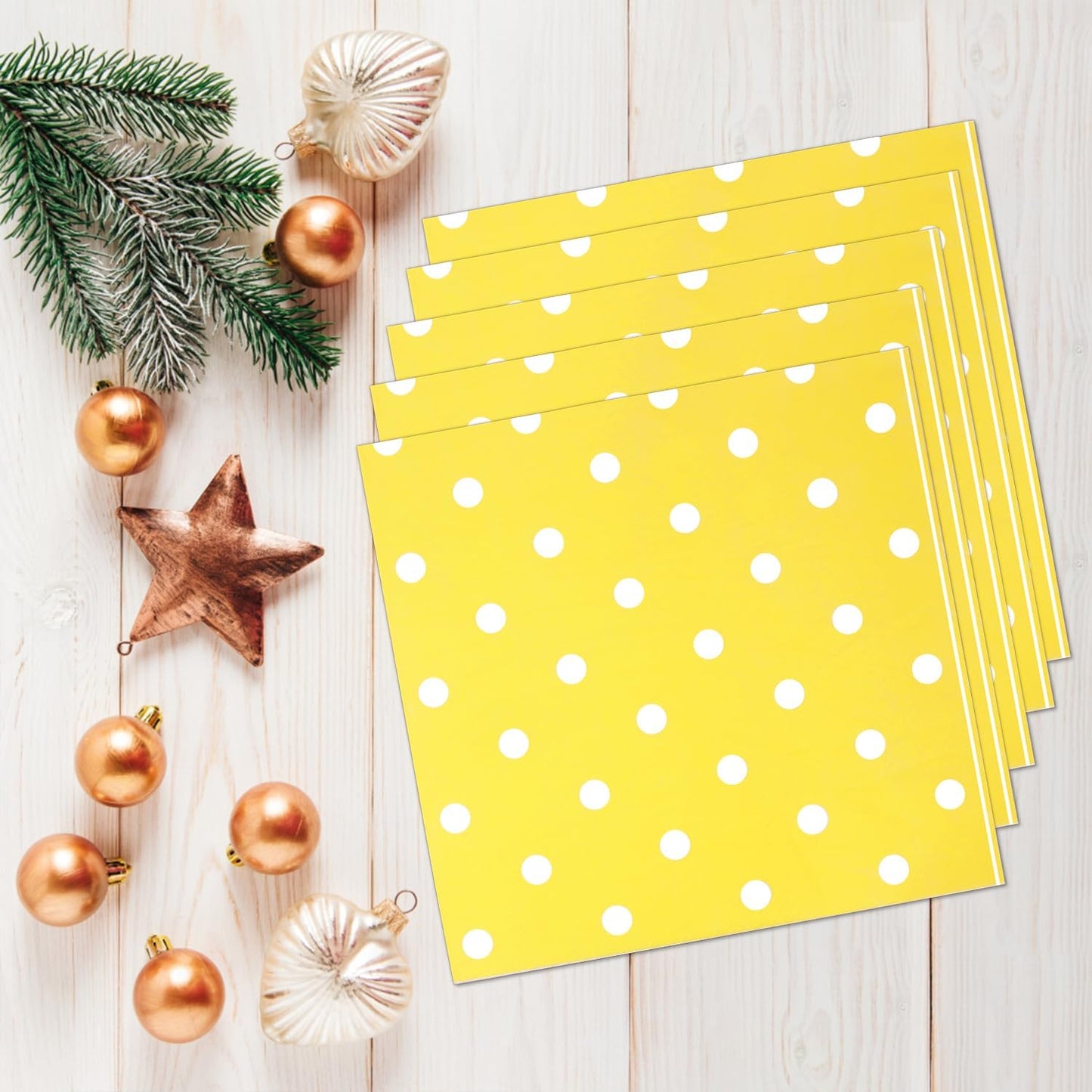 Youmewell Disposable Paper Party Napkins Yellow Polka Dot 60 Count