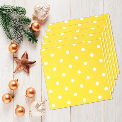 Youmewell Disposable Paper Party Napkins Yellow Polka Dot 60 Count