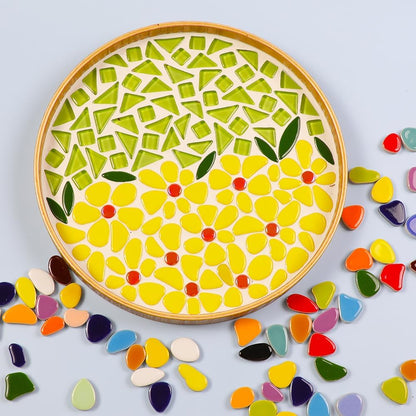 454g (1 LB) Mosaic Tiles for Crafts Bulk Mini Pebbles Ceramic Tile Mosaic Supplies, Broken Small Tiles for Mosaics Kits for DIY Mosaic Making Art Craft Red, Yellow Orange(OP586)