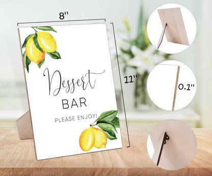Dessert Bar Sign for Wedding Reception, Wooden Sign With Stand, Lemon Dessert Table Sign, Wedding Favor Signs, Party Supplies, Bridal Shower Centerpieces, Engagement Party Decorations-2