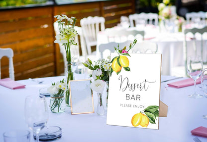 Dessert Bar Sign for Wedding Reception, Wooden Sign With Stand, Lemon Dessert Table Sign, Wedding Favor Signs, Party Supplies, Bridal Shower Centerpieces, Engagement Party Decorations-2