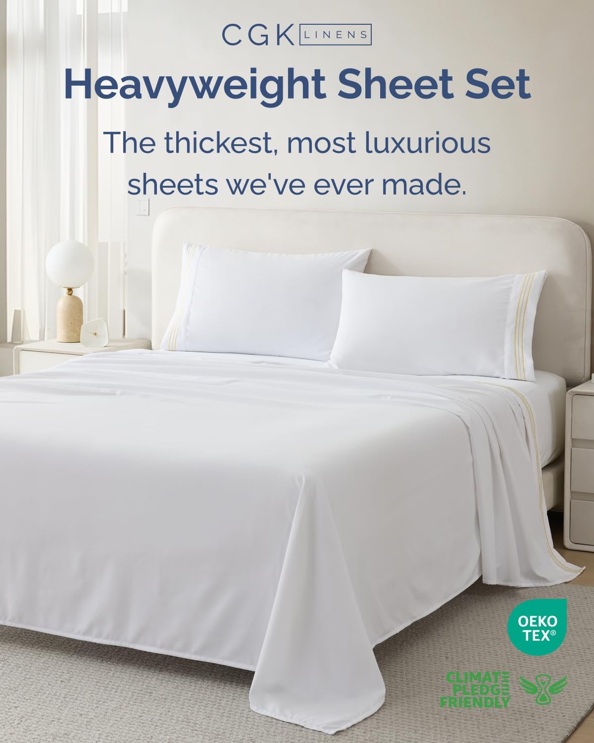 Extra Thick Heavyweight King Size 4 Piece Bed Sheet Set - Embroidery Bed Sheets - Ultra-Soft & Wrinkle Free - Super Luxury Queen Bed Set - Premium Hotel Quality Bedding w/ Deep Pockets - Butter Yellow