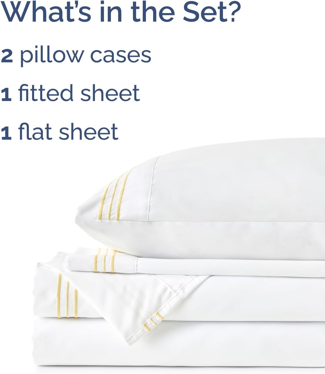 Extra Thick Heavyweight King Size 4 Piece Bed Sheet Set - Embroidery Bed Sheets - Ultra-Soft & Wrinkle Free - Super Luxury Queen Bed Set - Premium Hotel Quality Bedding w/ Deep Pockets - Butter Yellow