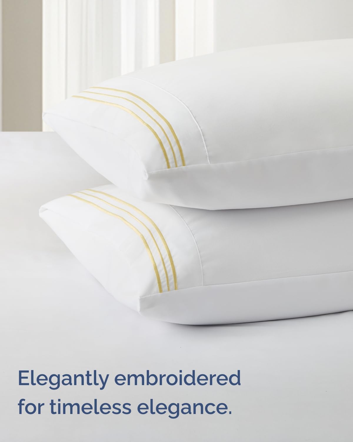 Extra Thick Heavyweight King Size 4 Piece Bed Sheet Set - Embroidery Bed Sheets - Ultra-Soft & Wrinkle Free - Super Luxury Queen Bed Set - Premium Hotel Quality Bedding w/ Deep Pockets - Butter Yellow