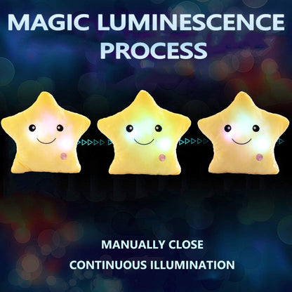 Creative Twinkle Star Shaped Plush Pillow, LED Night Light Glowing Cushions Plush Stuffed Toys Gifts for Kids, Decoration (Yellow)