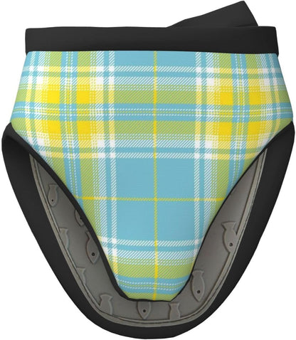 Light Blue and Yellow Tartan Plaid Non-Slip Mini Oven Mitts, for Kitchen Polyester Heat Resistant Gloves
