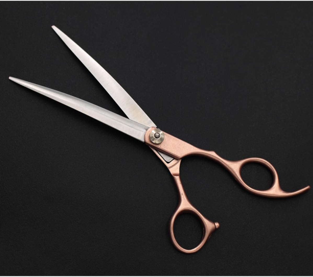 7 Inches Metallic Yellow Grooming Scissors Kit with 6pcs Stainless Steel Hairdressing Scissors Set, Ergonomic Handle, Damage Hair Resistant, Storage Bag Included for Professional