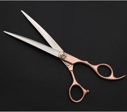 7 Inches Metallic Yellow Grooming Scissors Kit with 6pcs Stainless Steel Hairdressing Scissors Set, Ergonomic Handle, Damage Hair Resistant, Storage Bag Included for Professional