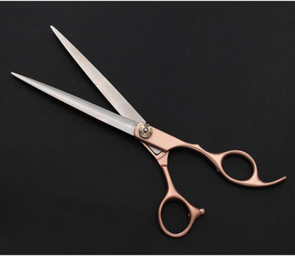 7 Inches Metallic Yellow Grooming Scissors Kit with 6pcs Stainless Steel Hairdressing Scissors Set, Ergonomic Handle, Damage Hair Resistant, Storage Bag Included for Professional