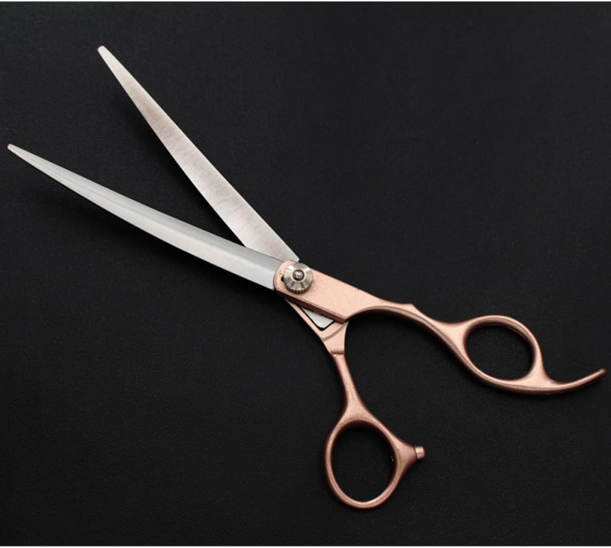 7 Inches Metallic Yellow Grooming Scissors Kit with 6pcs Stainless Steel Hairdressing Scissors Set, Ergonomic Handle, Damage Hair Resistant, Storage Bag Included for Professional