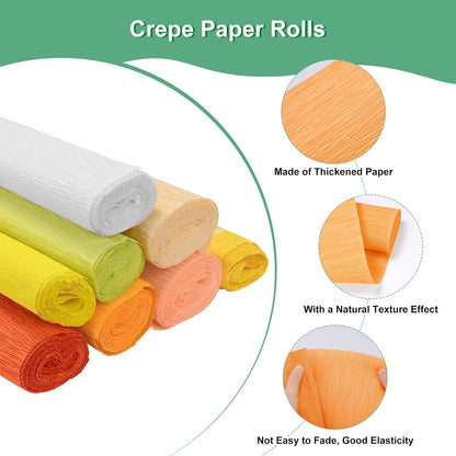 2-Pack Crepe Paper, 8.2ft x 20" /250 x 50cm(LxW) Soft Wide Crepe Paper Streamer Sheet, Decorative Craft Streamer for DIY Craft/Flower Making/Decoration [Orange]