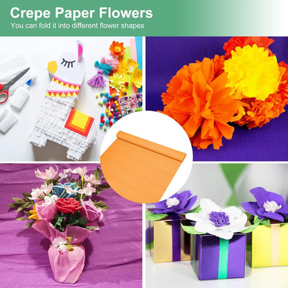 2-Pack Crepe Paper, 8.2ft x 20" /250 x 50cm(LxW) Soft Wide Crepe Paper Streamer Sheet, Decorative Craft Streamer for DIY Craft/Flower Making/Decoration [Orange]