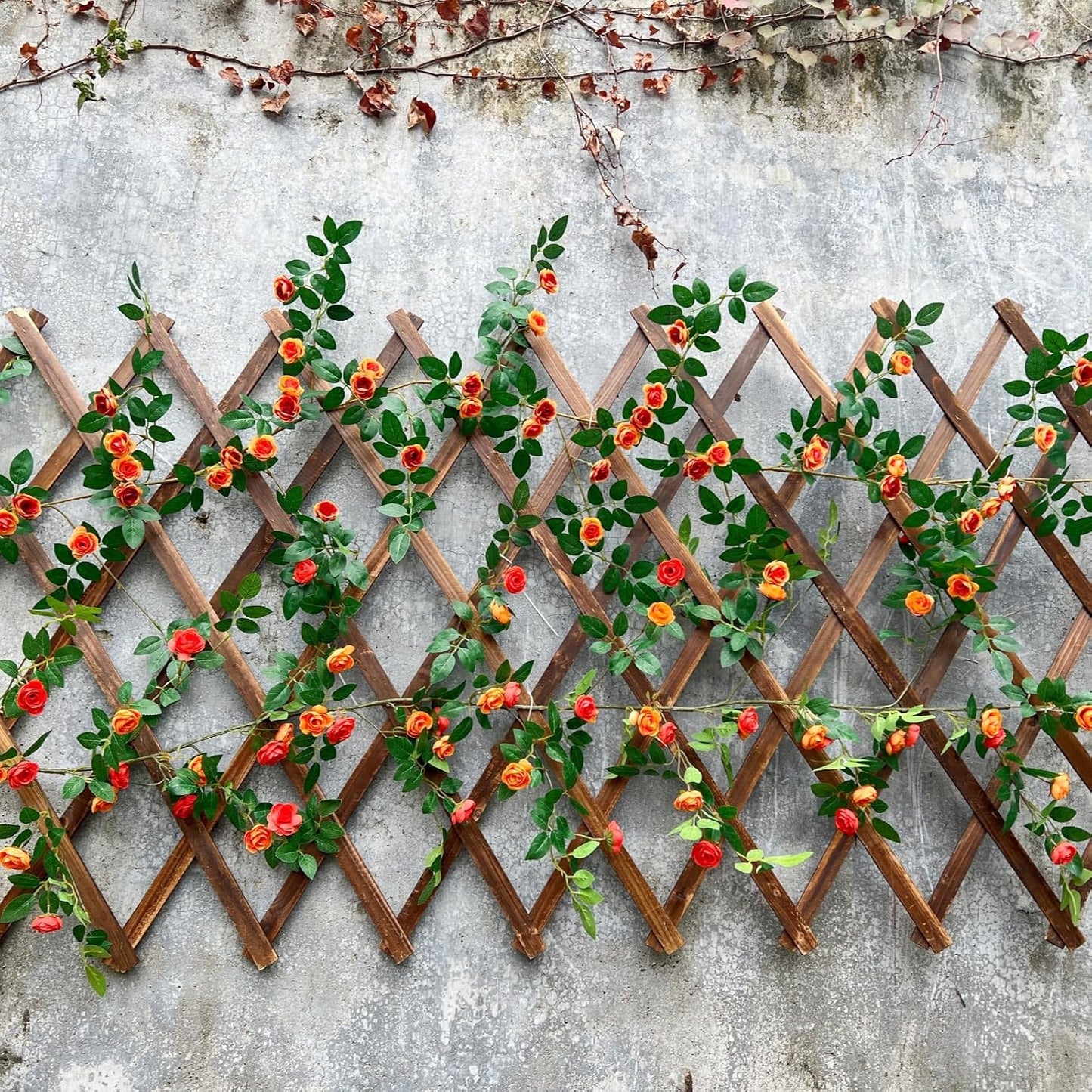 6FT Bendable Yellow Orange Rose Flower Garland, Artificial Silk Wild Roses Vine Leaves Hanging Flowers for Wall Fireplace Fence Trellis Wedding Home Spring Summer Decor(2PC)