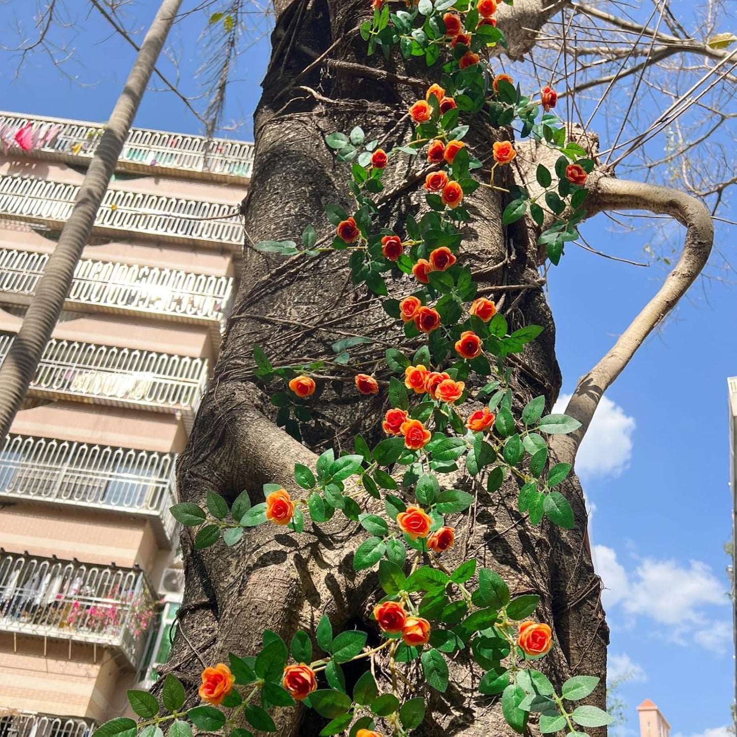 6FT Bendable Yellow Orange Rose Flower Garland, Artificial Silk Wild Roses Vine Leaves Hanging Flowers for Wall Fireplace Fence Trellis Wedding Home Spring Summer Decor(2PC)