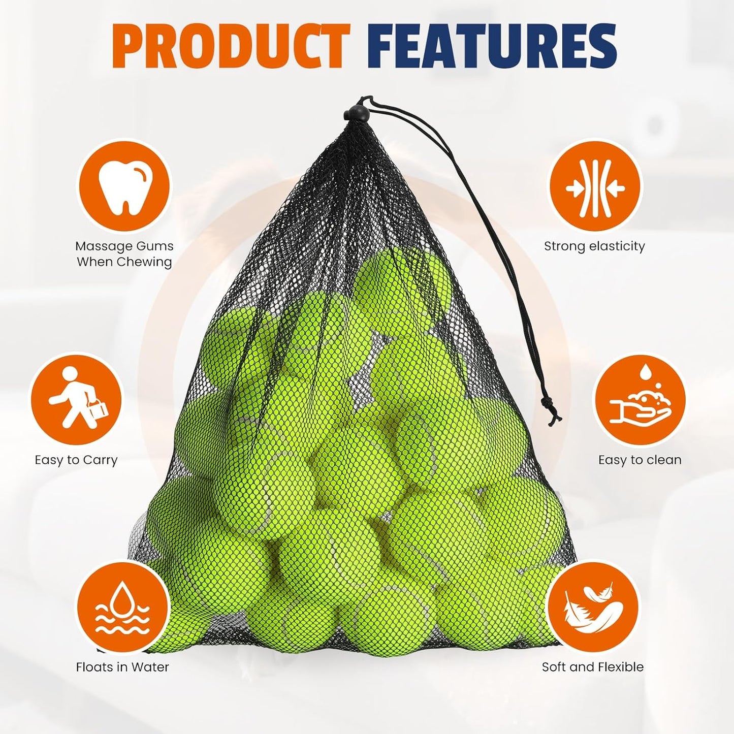 Tennis Balls for Dogs 16 Pack,2.5 inches,Durable and Non-Toxic Dog Toys Balls with Mesh Bag,Yellow Fetch Toys Balls for pet Dog (Non Squeaky)
