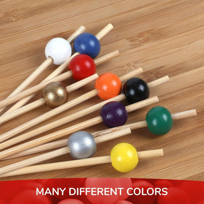Decorative Ball End Cocktail Fruit Sandwich Picks Skewers for Catered Events, Holiday's, Restaurants or Buffets Party Supplies - 4.7" Bright Yellow, 100 pcs