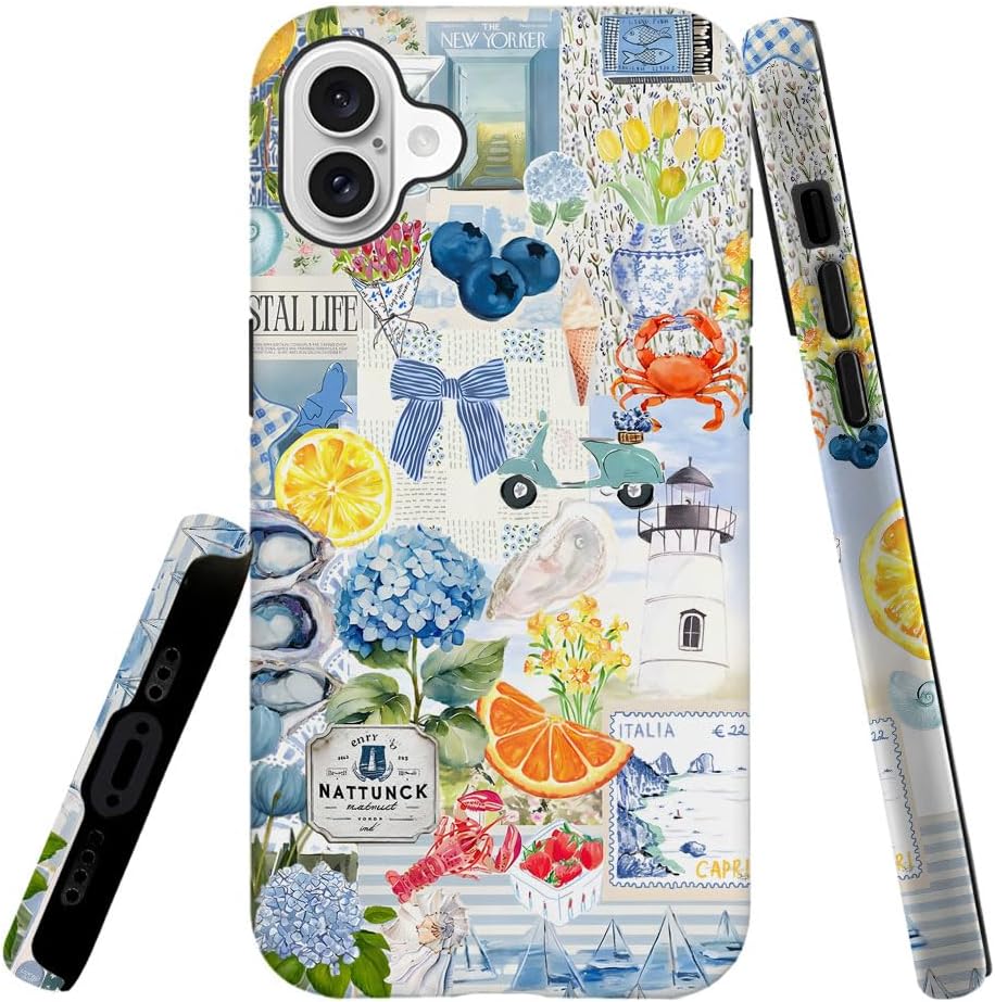 Compatible with iPhone 16,Durable & Shockproof Phone Case Cover Design - Italian Summer Lemon Collage