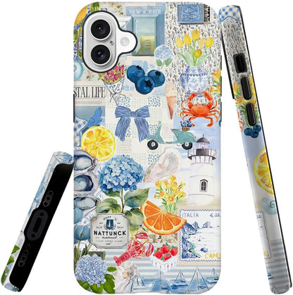Compatible with iPhone 16,Durable & Shockproof Phone Case Cover Design - Italian Summer Lemon Collage