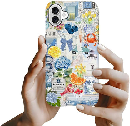Compatible with iPhone 16,Durable & Shockproof Phone Case Cover Design - Italian Summer Lemon Collage