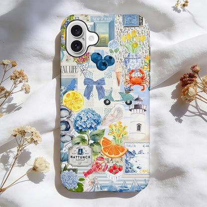 Compatible with iPhone 16,Durable & Shockproof Phone Case Cover Design - Italian Summer Lemon Collage