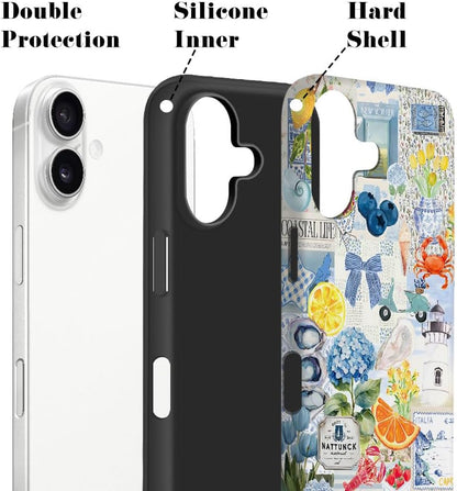 Compatible with iPhone 16,Durable & Shockproof Phone Case Cover Design - Italian Summer Lemon Collage