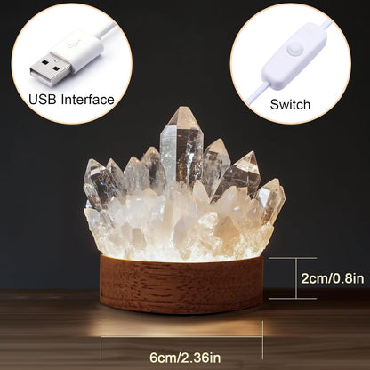Citrine Crystal Night Light - Natural Healing Crystal Bedside Lamp Soft Warm LED Light USB Powered Home Decor Yellow Night Light for Bedroom, Living Room Ideal Gift for Women & Men (Warm Yellow)