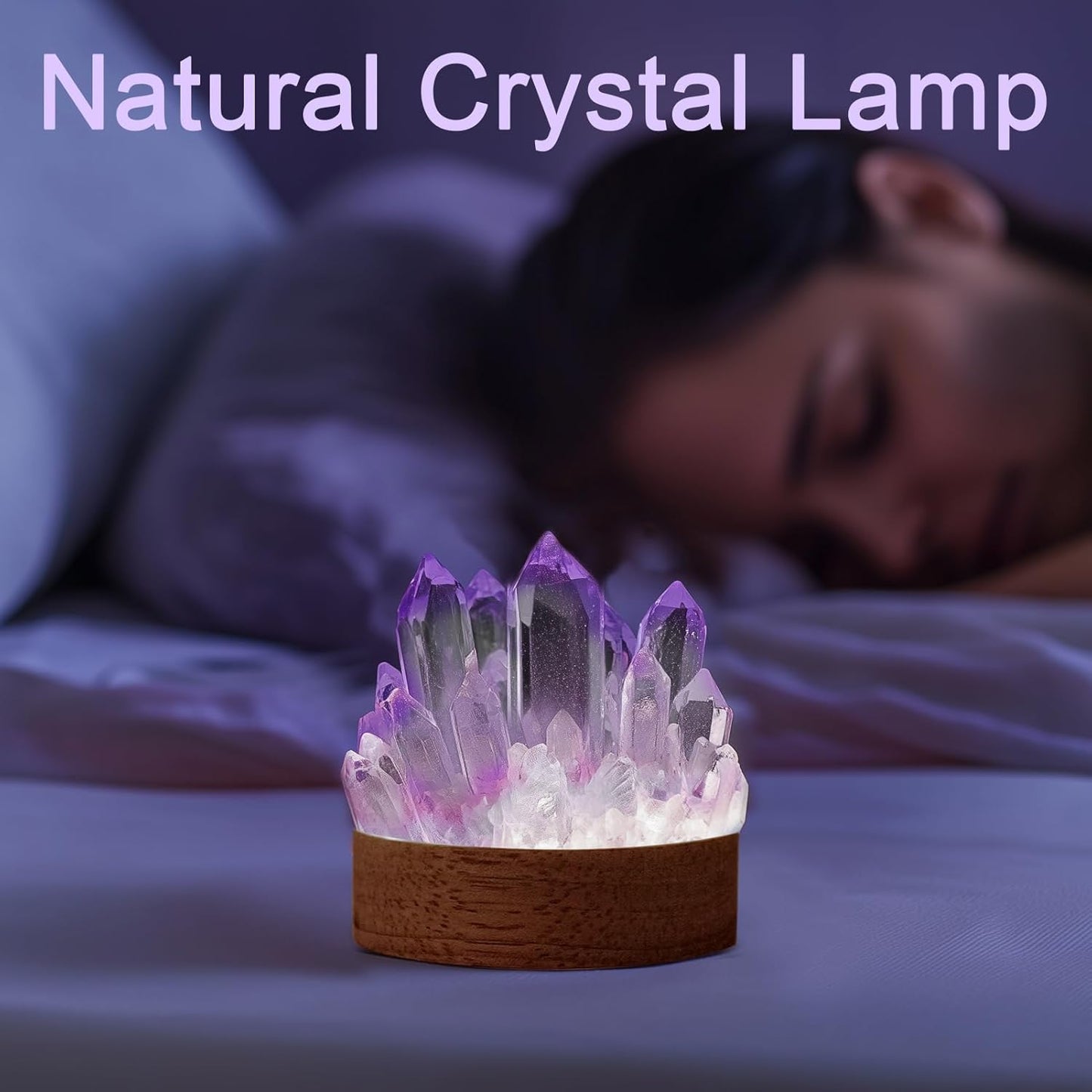 Citrine Crystal Night Light - Natural Healing Crystal Bedside Lamp Soft Warm LED Light USB Powered Home Decor Yellow Night Light for Bedroom, Living Room Ideal Gift for Women & Men (Warm Yellow)