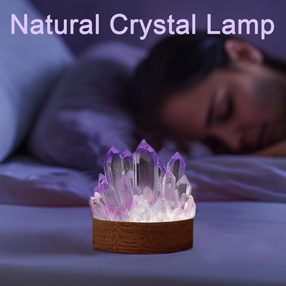Citrine Crystal Night Light - Natural Healing Crystal Bedside Lamp Soft Warm LED Light USB Powered Home Decor Yellow Night Light for Bedroom, Living Room Ideal Gift for Women & Men (Warm Yellow)