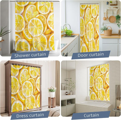 Shower Curtain Summer Lemon Waterproof Polyester Bathroom Curtain Yellow Theme Fabric Decorative Bath Curtain for Bathroom Decor, Hooks Included 48 x 72 in